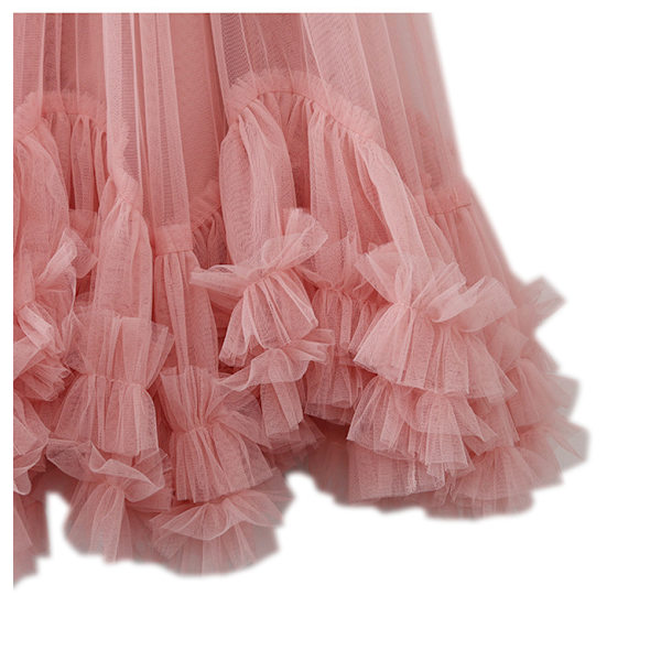 Kvinders Tutu Tulle Skørt Elastisk Højtaljet Lagdelt Skørt Apricot