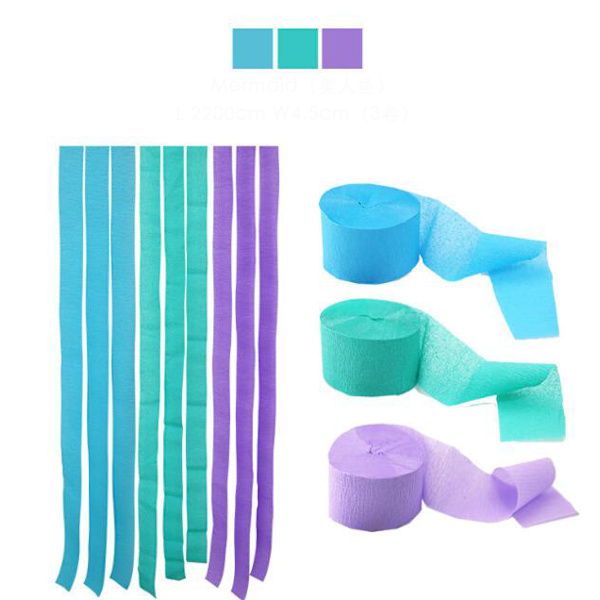 3 kpl Syntymäpäiväjuhlan Taustakoriste Crinkle Paper Mermaid