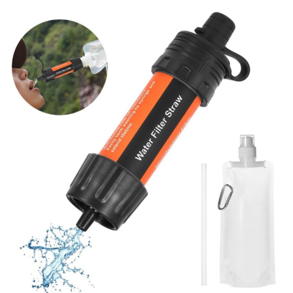 Vattenfilter, bärbar utrustning för överlevnadsfiltrering orange