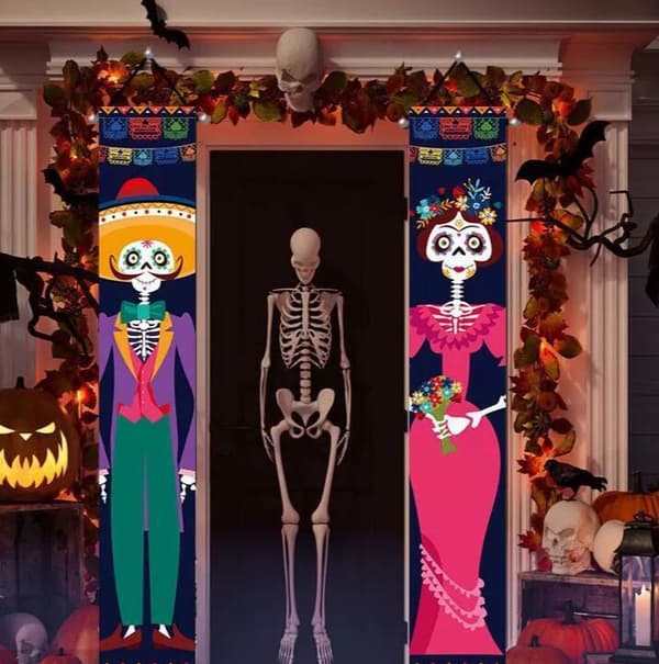 2 st Halloween Hängande Flaggor för Utomhusdekoration 30*180CM