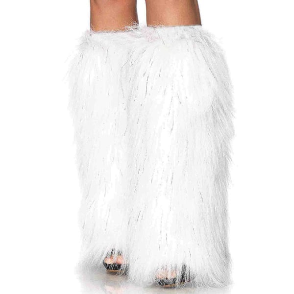 Faux Fur Boot Decor Winter Elastiska Skor Cover white