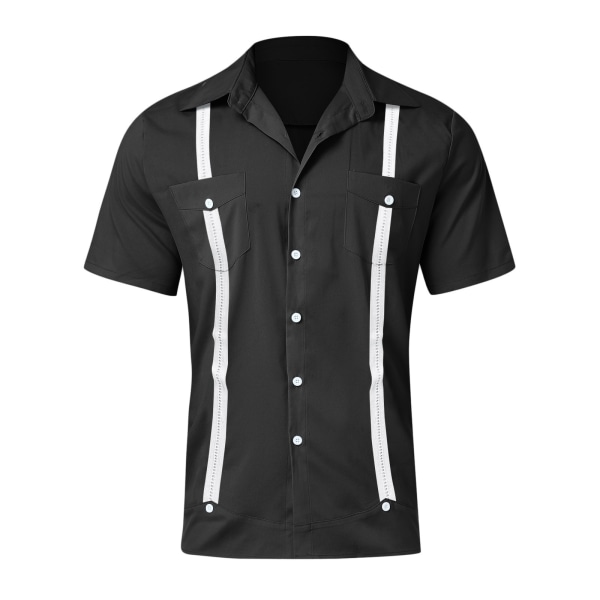 Kortärmad kubansk Guayabera-skjorta för män, Casual Beach Button Down-skjortor GRAY L