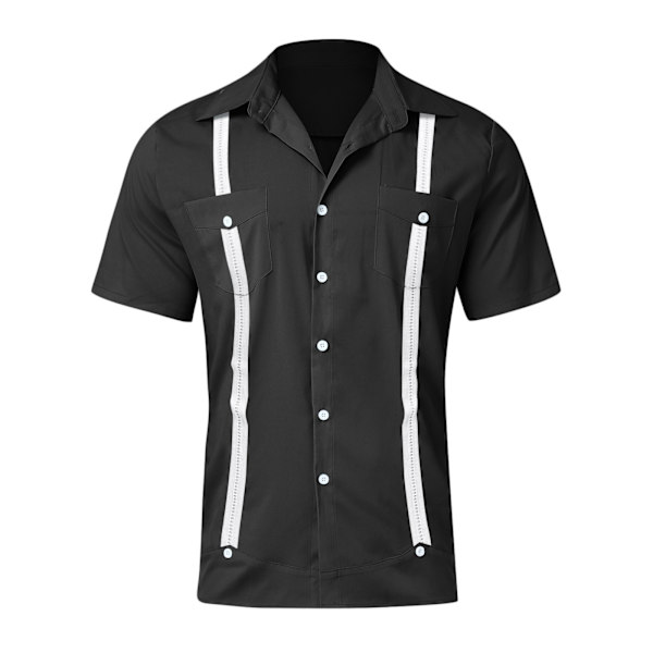 Miesten lyhythihainen Cuban Guayabera -paita, Rento Rannan Napit GRAY M