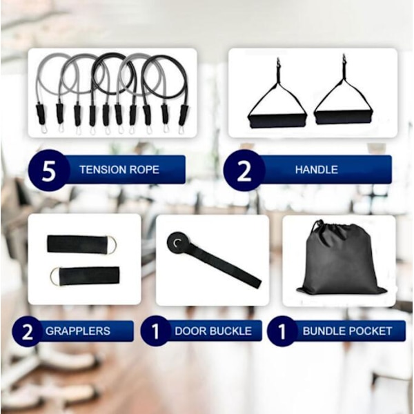 Resistance Bands Set, Träningsband, Handtag, Bärväska 100lb