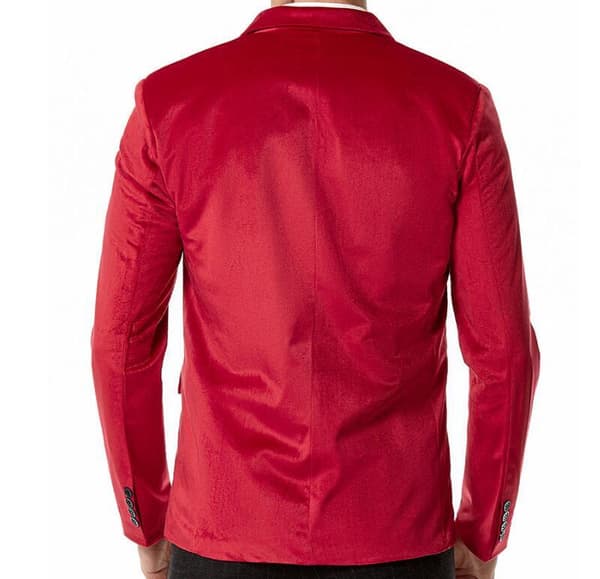 Velvet Slim Fit Solid Color Blazer för män Red S