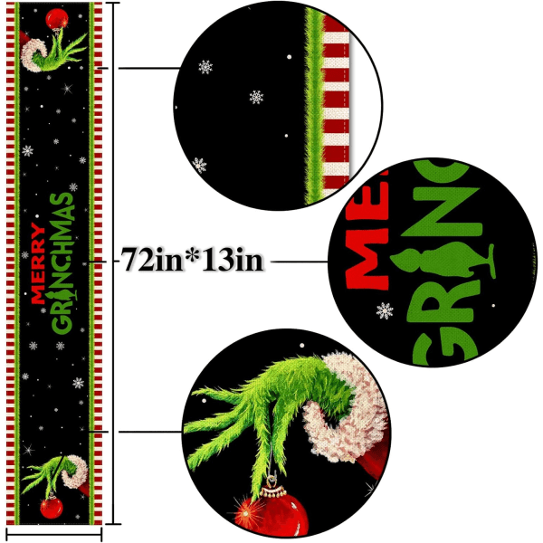 Grinchmas Bordløber Glædelig Jul Whoville Vinterferie Fest Hjem Decor Style 3