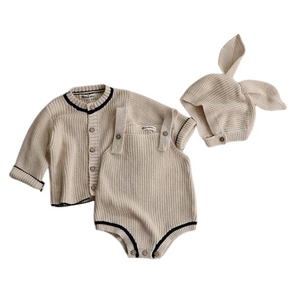 Baby Newborn Stickad Tröja Långärmad Outfit beige 80cm