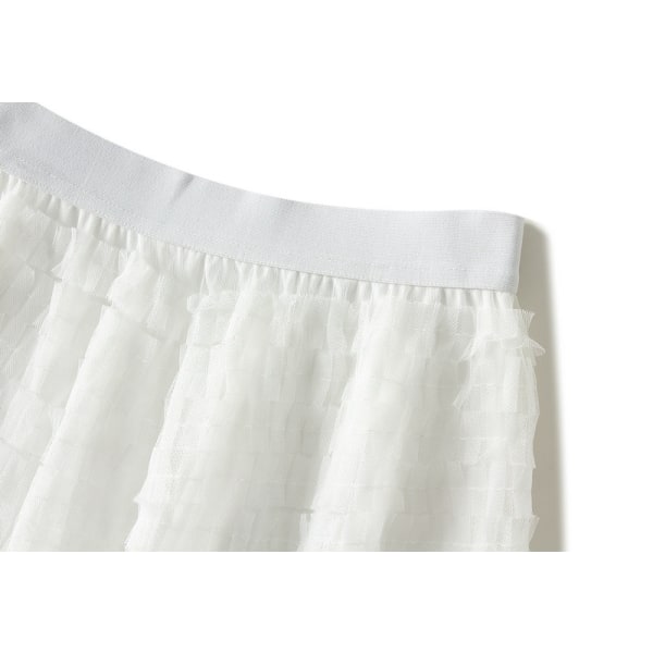 Skjørt for kvinner med elastisk midje og lagdelt netting White M