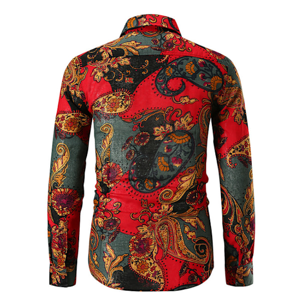 Printed långärmade skjortor Slim Fit-skjortor red M