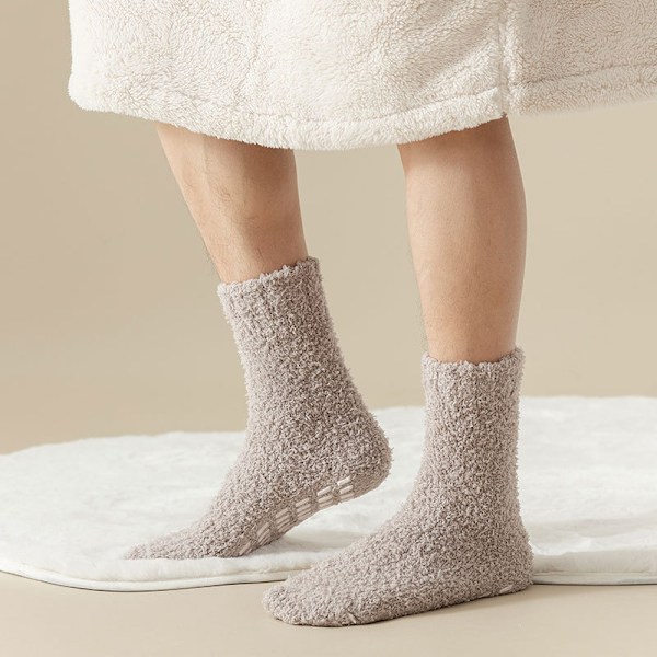 Vinter Fluffy Slippersokker, Bløde Sovesokker 1 Par Coffee