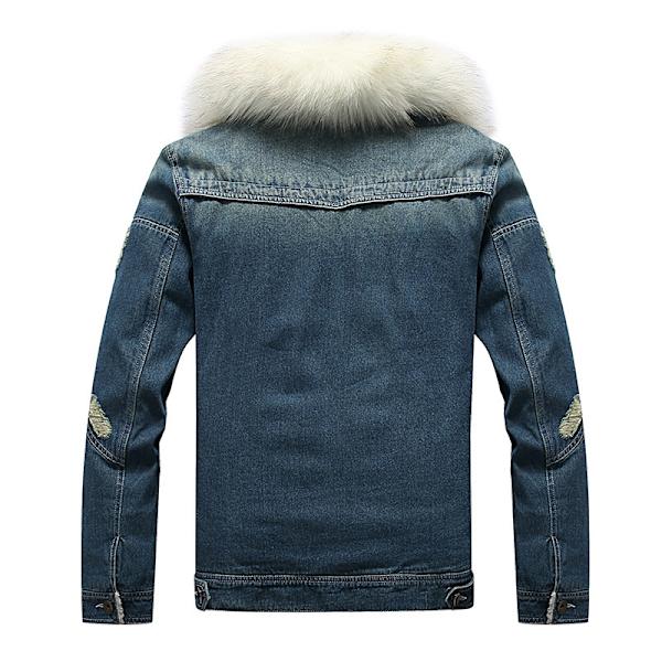 Jeansjacka med fleecefodrad för män, vinterjacka blue2 M