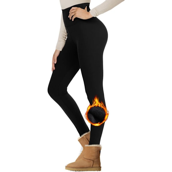 Naisten talviset lämpimät fleecevuoratut legginsit Black 4XL