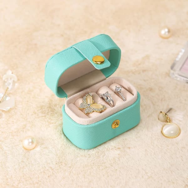 Mini Ringförvaringslåda Organizer Resesmyckeskrin Blue