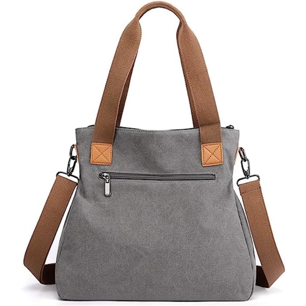 Kvinnors Canvas Tote Portmonnä Work Shoulder Crossbody Bag Gray