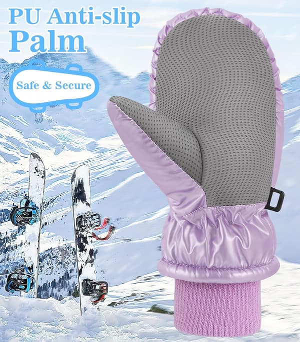 Vantar för småbarn, Snöhandskar i Varm Korallfleece Purple