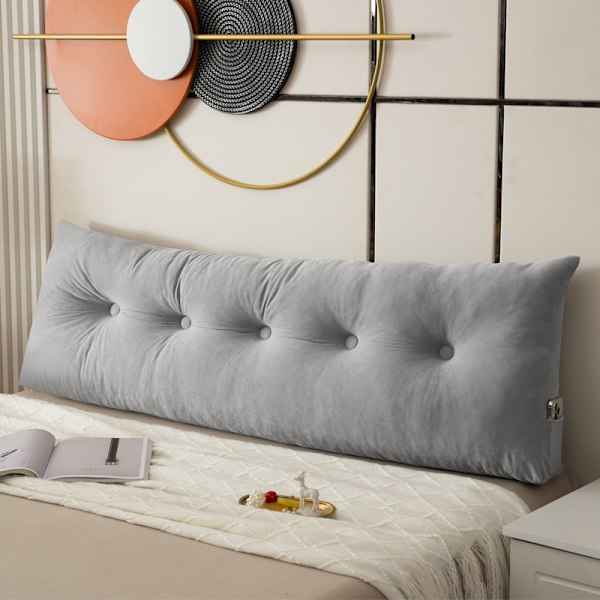 Kilepute Hodegavl Posisjonsstøtte Lang Pute for Seng Light Grey 150*40*12cm
