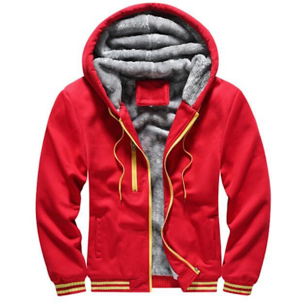 Luvtröjor herr Vintertröja med dragkedja i fleece red XL