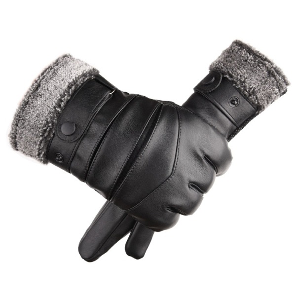 Läderhandskar Fleecefodrade pekskärmshandskar Black