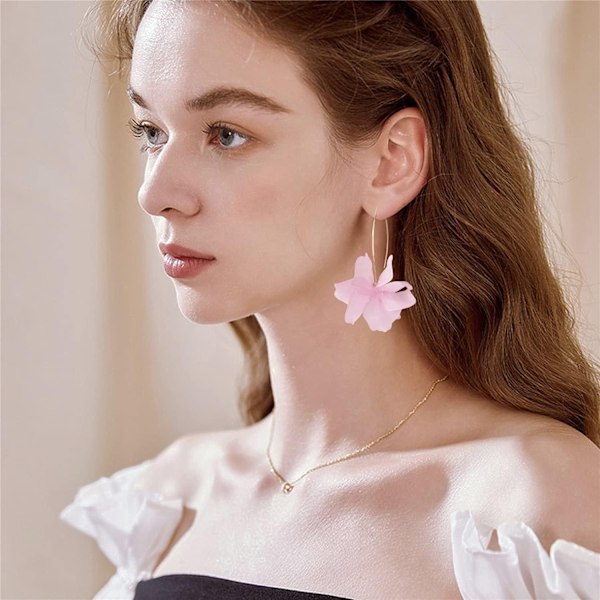 Boho Rose Petal Dangle Resin örhängen Pink