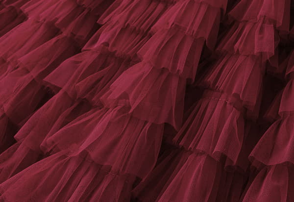 Kvinnors Elastisk Midja Lagrad Mesh-kjol Red L