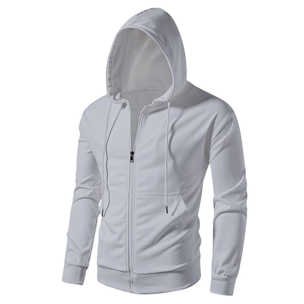 Fleecehettegenser med full glidelås for menn Grey S