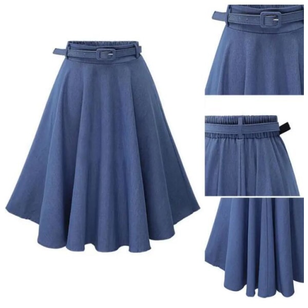 Damklänning Vintage Hög Midja A-Linje Fladdrande Midi Kjolar