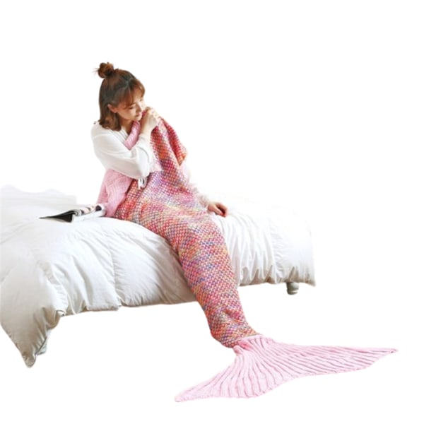 Mermaid Tail Förtjockad Faux Cashmere filt för vintern Pink 140*70cm