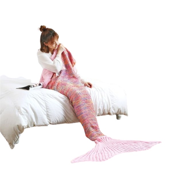 Mermaid Tail Förtjockad Faux Cashmere filt för vintern Pink 180*90cm