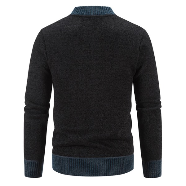 Mænds Strikket Cardigan Varm Jakke Black XL