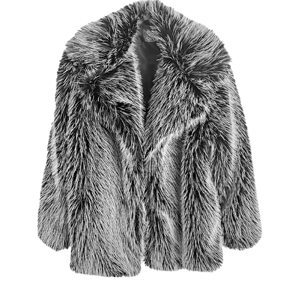 Dam Cardigan i Fluffig Konstgjord Päls Leopard Öppen Fram Längd Kavaj Ytterplagg Grey XL