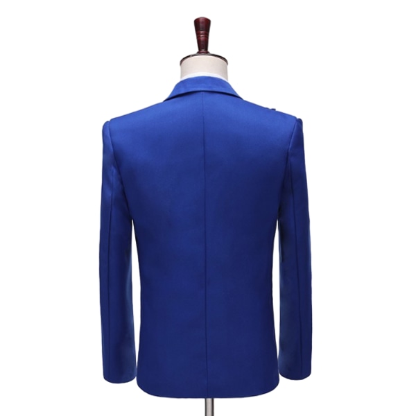 Paljettdräkter för män 2-delat set med en knapps blazer outfits Blue 2XL