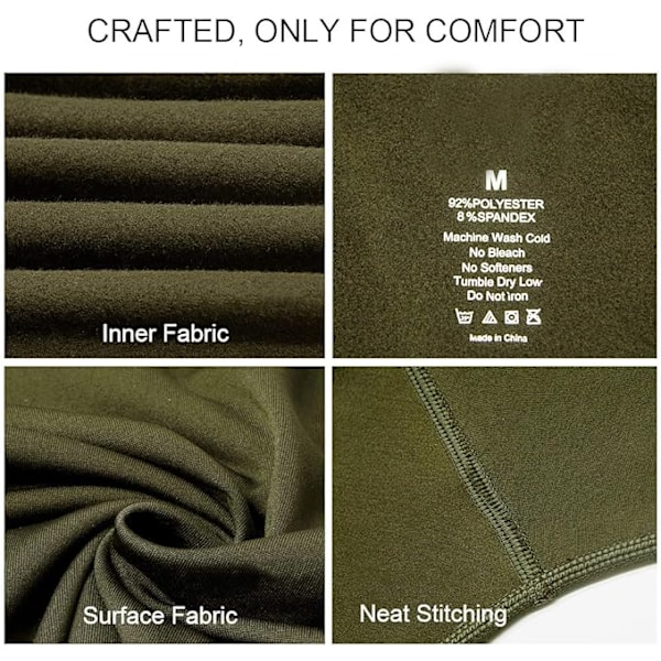 Termisk Underkläder för Män Långkalsonger Set med Fleecefodrad Army Green XL