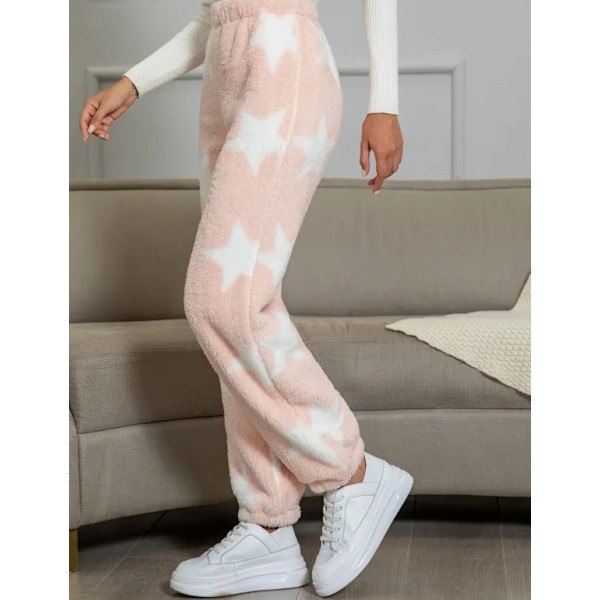 Dammjusiga Varma Pyjamasbyxor i Fleece för Lounge och Sovkläder Pink S