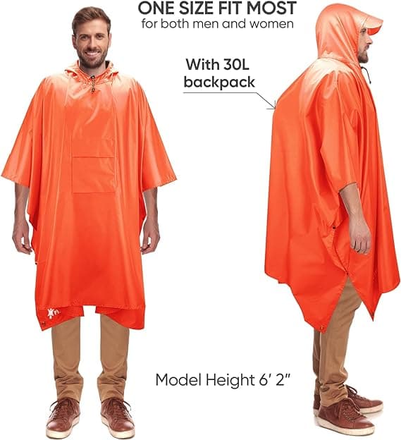 Hættetrøje Regnponcho til Voksne med Lomme Orange