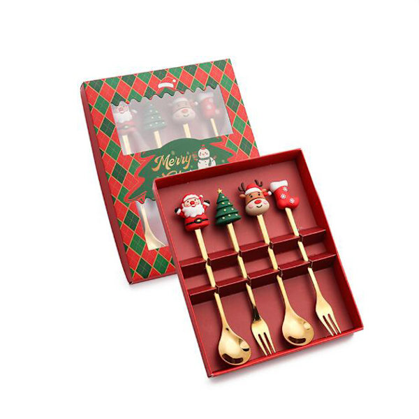 4-pack Jultema Julmotiv Sked och Gaffel Set Style 2