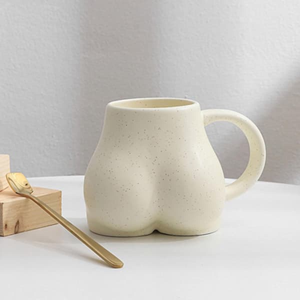 Hauska Perä-Kahvimuki, 3D Perä Keramiikka Kahvimukit Beige