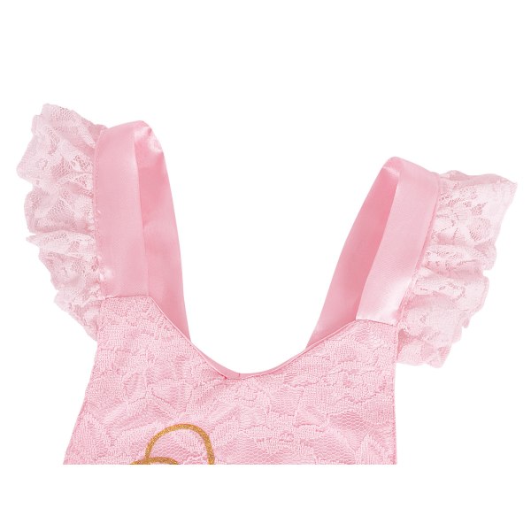 Babyflicka 1-års Outfit Spets Tulle Romper Prinsessa Tutu Klänning Pink 90cm
