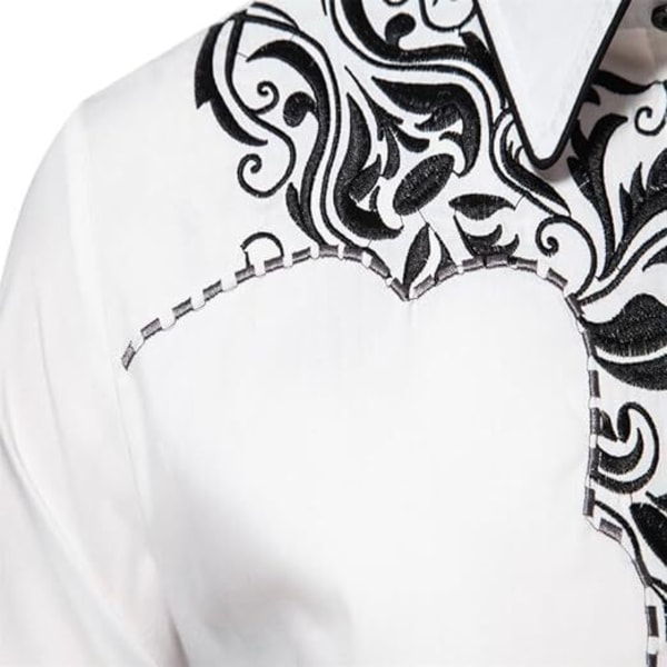Western Cowboyskjorta för män Mode Slim Fit Design White 2 L