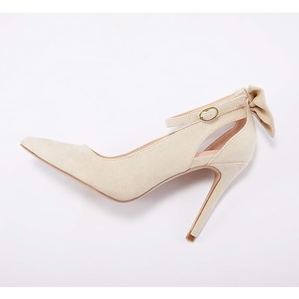 Naisten Jousi Solki Takana Korkokengät Seksikäs Stiletto Nilkkaremmi Häämekko Kengät Beige 41