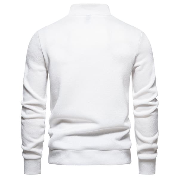 Herrar Turtleneck Knapp-Ner Långstickad Tröja White M