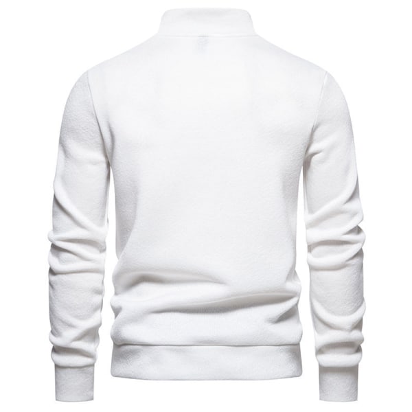 Turtleneck-tröja för män Casual Stickad Pullover-tröja White M