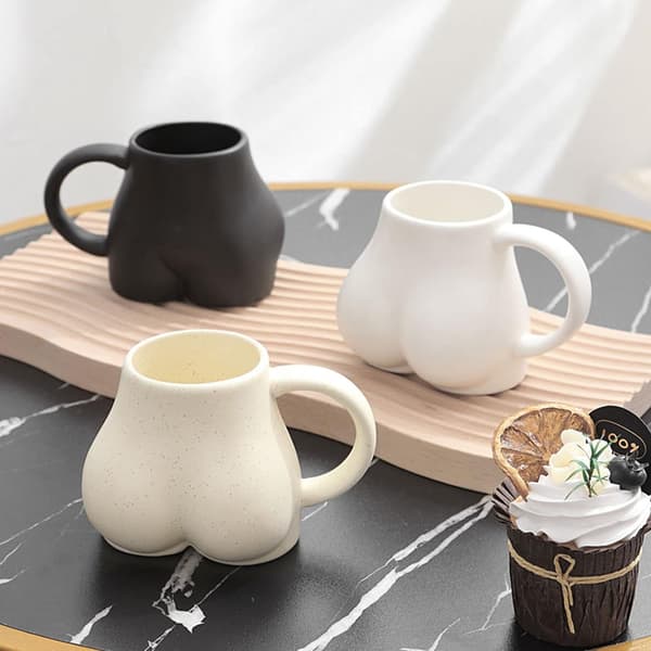 Rolig Bakdel Kaffekopp, 3D Bakdel Keramik Kaffe Koppar White