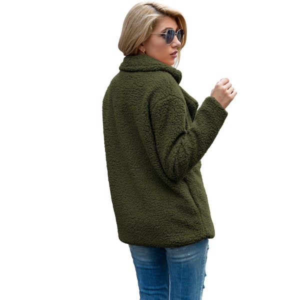 Dame Faux Shearling Shaggy Oversized Shacket Jakke Green 3XL