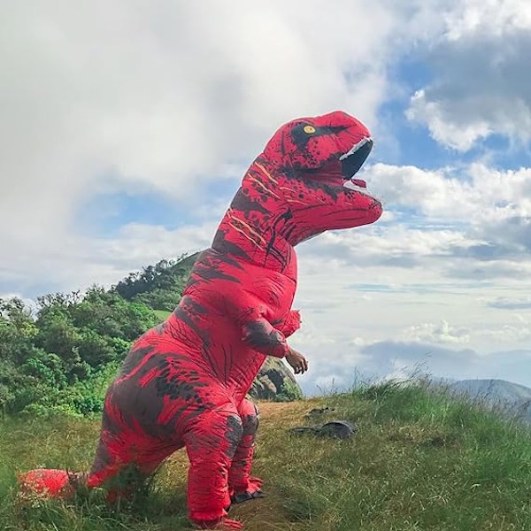 Uppblåsbar Dinosauriekostym för Vuxna, Dinosaurie Uppblåsbar Kostym för Vuxna Red