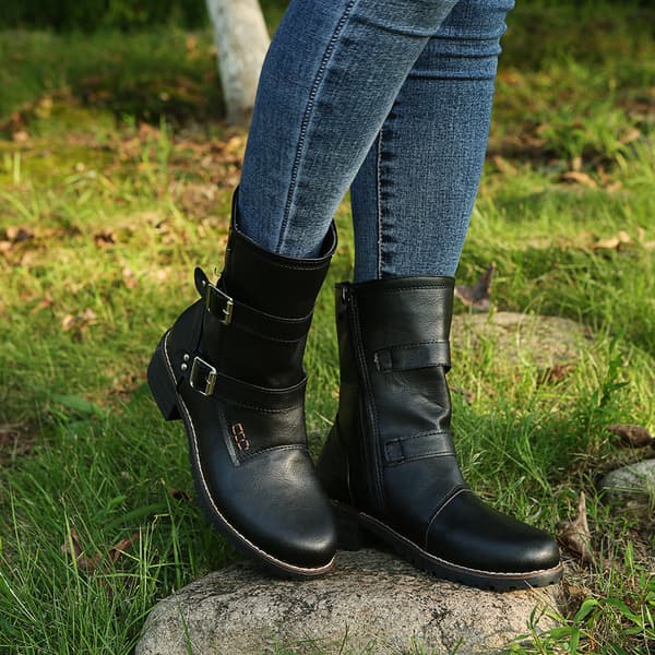 Dam Biker Boots Mid Calf Motorcykel Mode Boots Coffee 41