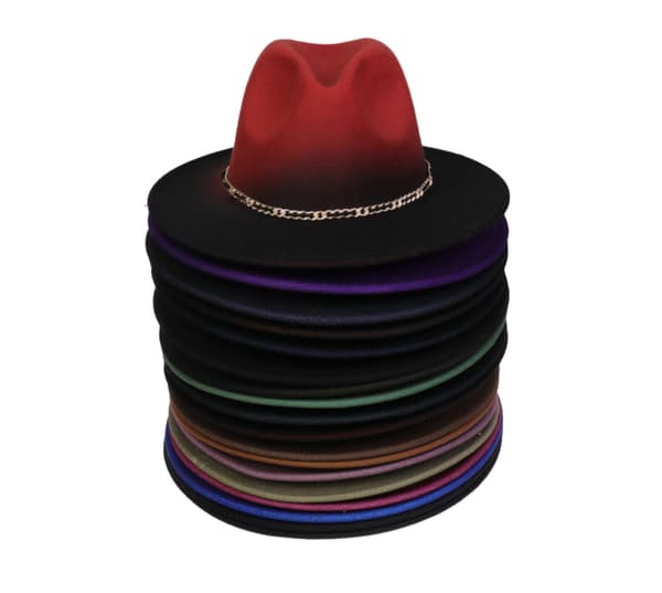 Hatt med bred brätte Bältesspänne Ull Fedora Hatt black