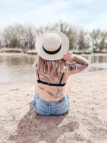 Kvinnor Bred Brätte Straw Panama Sun Hat Milk White