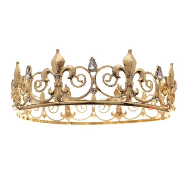 Royal King Crown för män Crystal Tiara Crowns gold