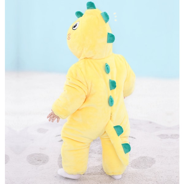 Nyfödd Baby Jumpsuit Huvad Fleece Rompers Långärmad Onesies Ytterkläder Outfits Yellow 80
