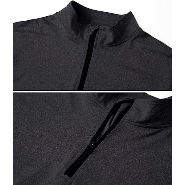 Herrar Långärmad Pullover Snabbtorkande Sweatshirt Topp Black 4XL